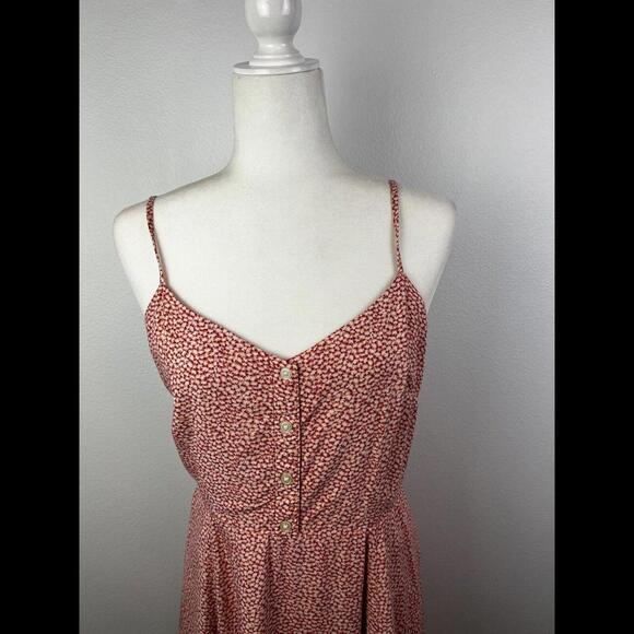 GAP Pink Peach White Floral Sundress Spaghetti Strap Sz 8 Fit n Flare - Picture 2 of 11
